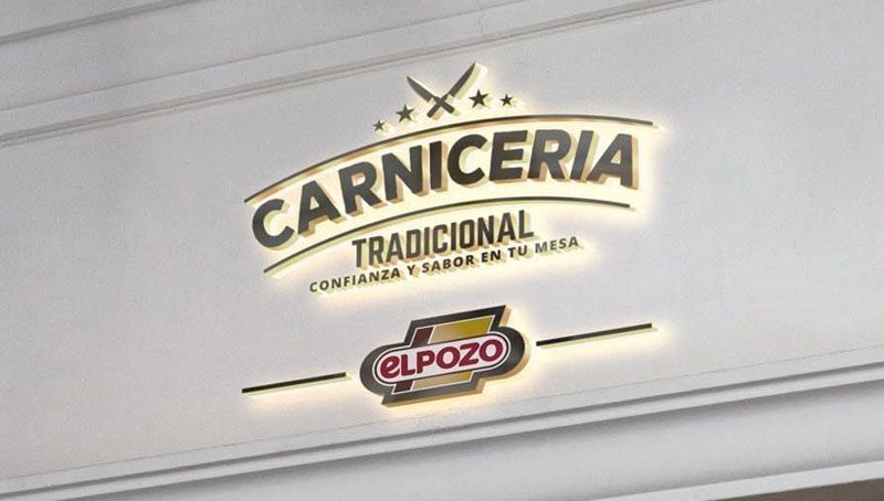 Proyecto Elpozo: rótulo de carnicería tradicional con logotipo Elpozo, imagen destacada en la home de Cultbrand